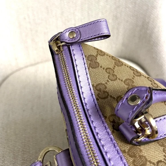 Authentic Gucci tote bag brown monogram canvas purple leather - Picture 13 of 16